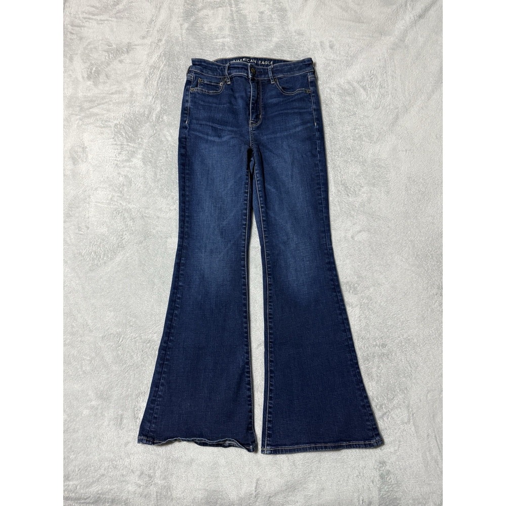 American Eagle Jeans Women's 4 Short Blue Super Hi‎ Rise Flare Denim 25x27
